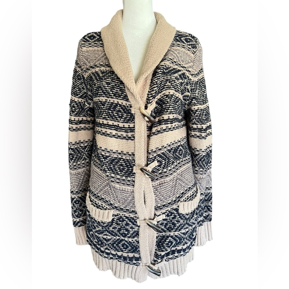RUBBISH Aztec Geometric Stripes Knit Cardigan Sweater Women’s L Funky Academic